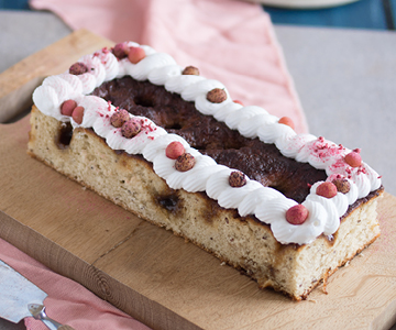 Brunsviger med flødeskum