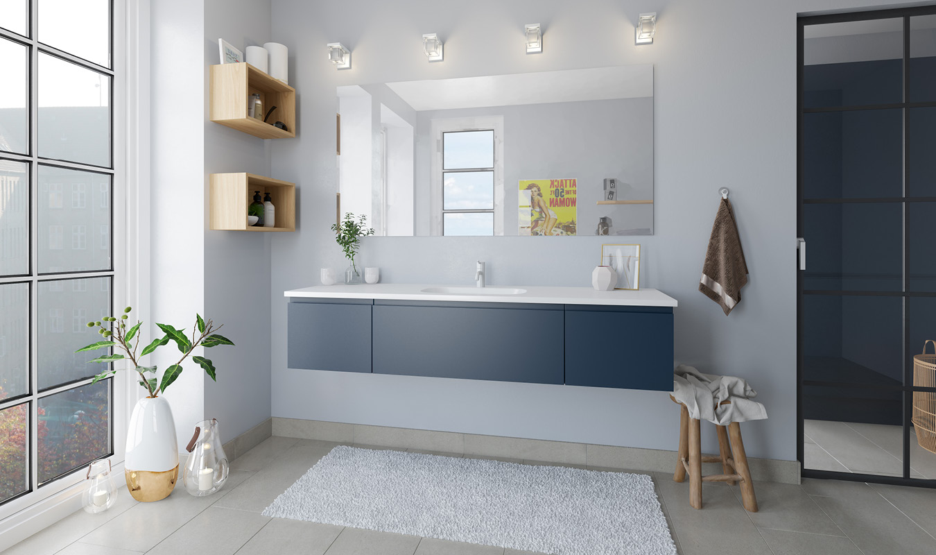 Dyb blå med integreret greb