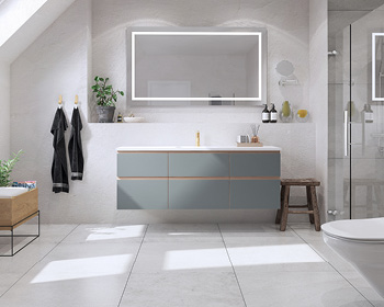 Grå med hvid eg og integreret greb