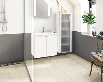 Hvid højglans og alu-vitrine