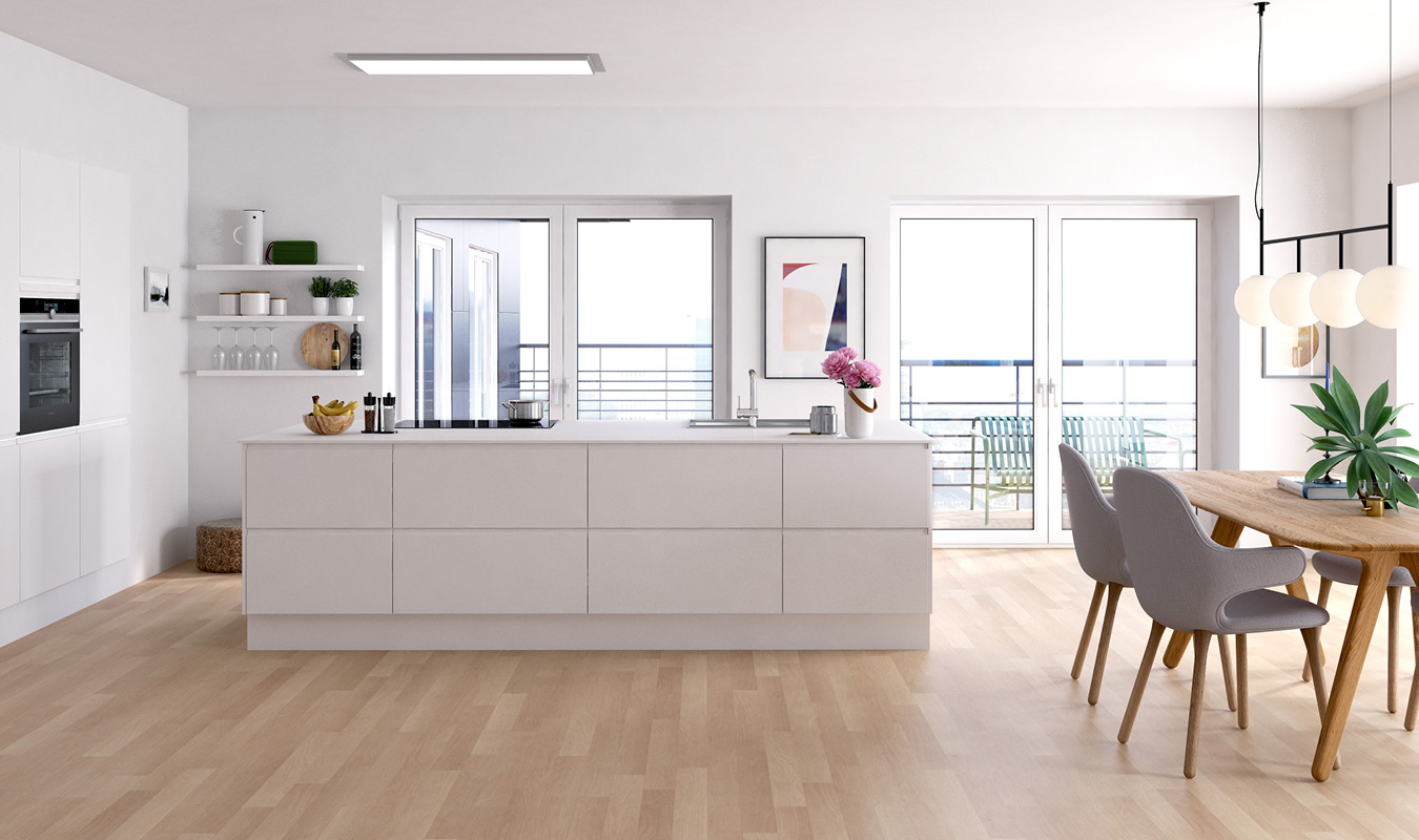 Mat hvid med integreret greb