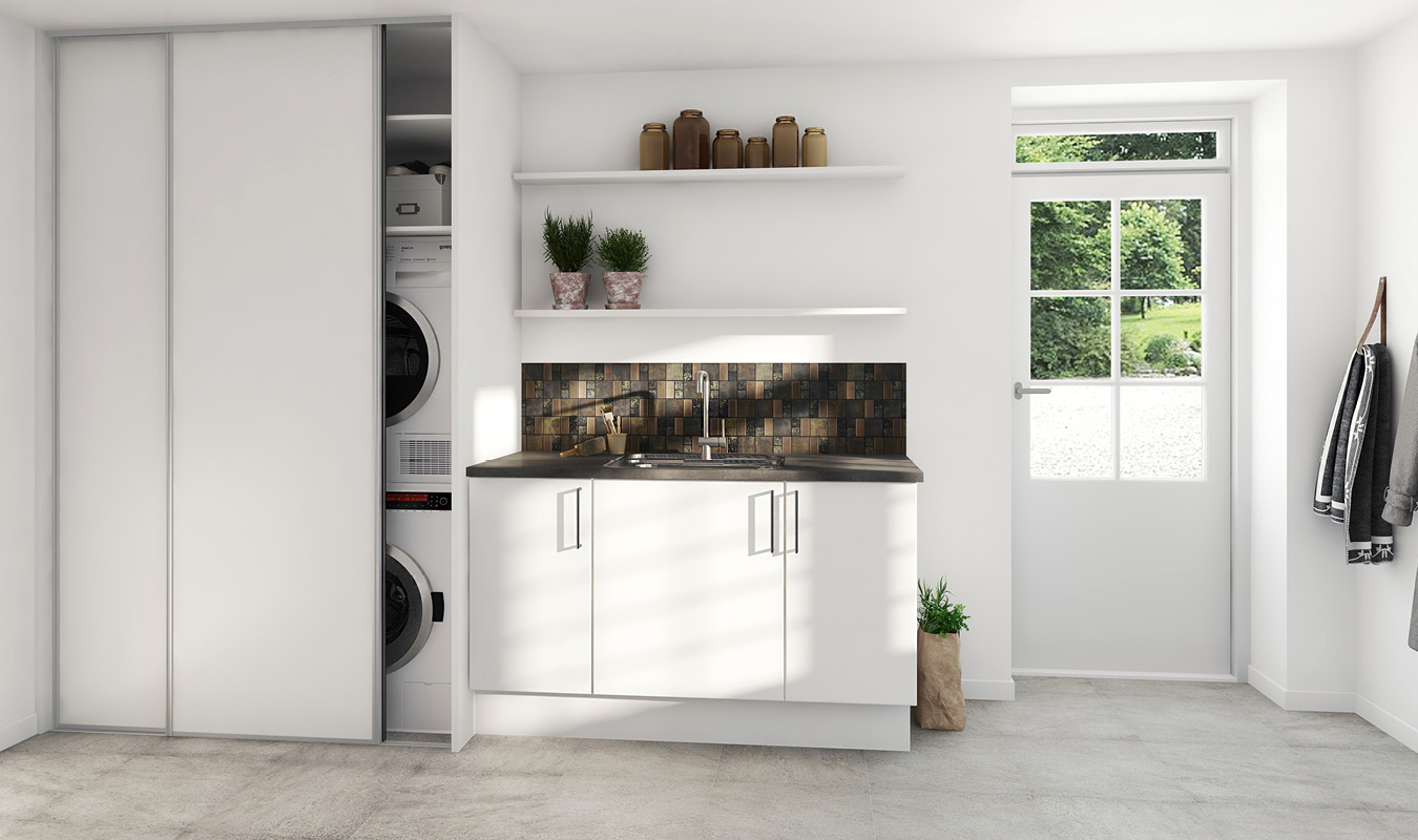 Glat hvid & skydedøre