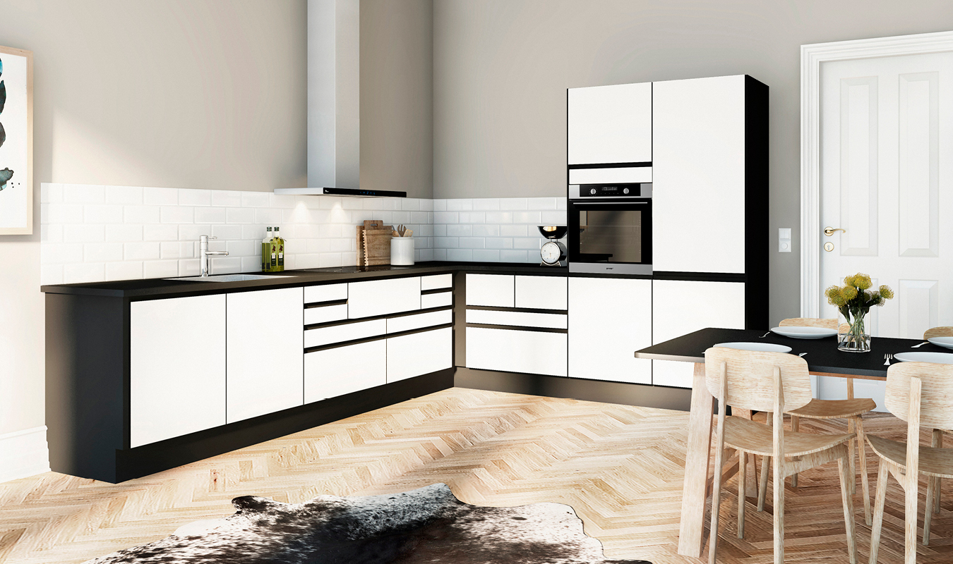 Bricks - Hvid med sort kant og integreret greb