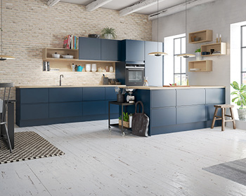 Dyb blå med integreret greb