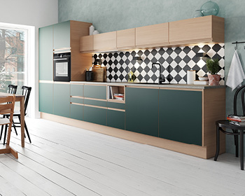 Bricks - Grøn linoleum med integreret greb