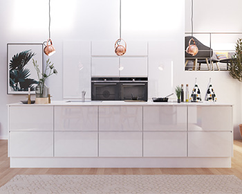 Hvid højglans med integreret greb