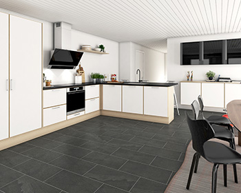 Glat hvid med skrå egekant