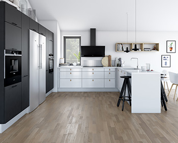 Hvid højglans & ultra mat sort