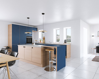 Blå med trækant og natur eg